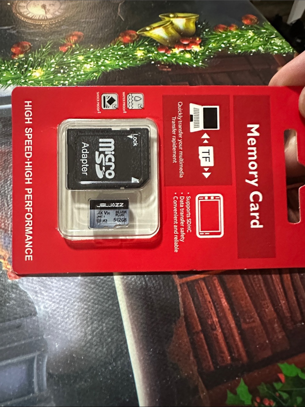 JBL Red MicroSD Memory Card with Black Adapter